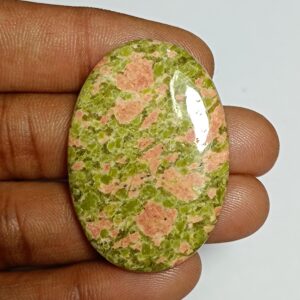 Unakite Cabochon, Loose Gemstone, Jewelry Making (42x30 Mm, 74cts)