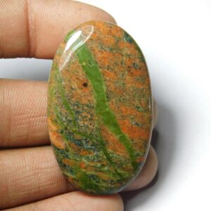 Unakite Cabochon, Semi Precious Loose Stone, 46x27 Mm, 71cts