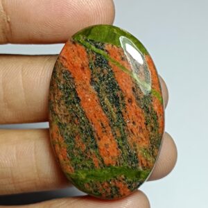 Unakite Cabochon, Semi Precious Loose Stone, 38x26 Mm, 58cts