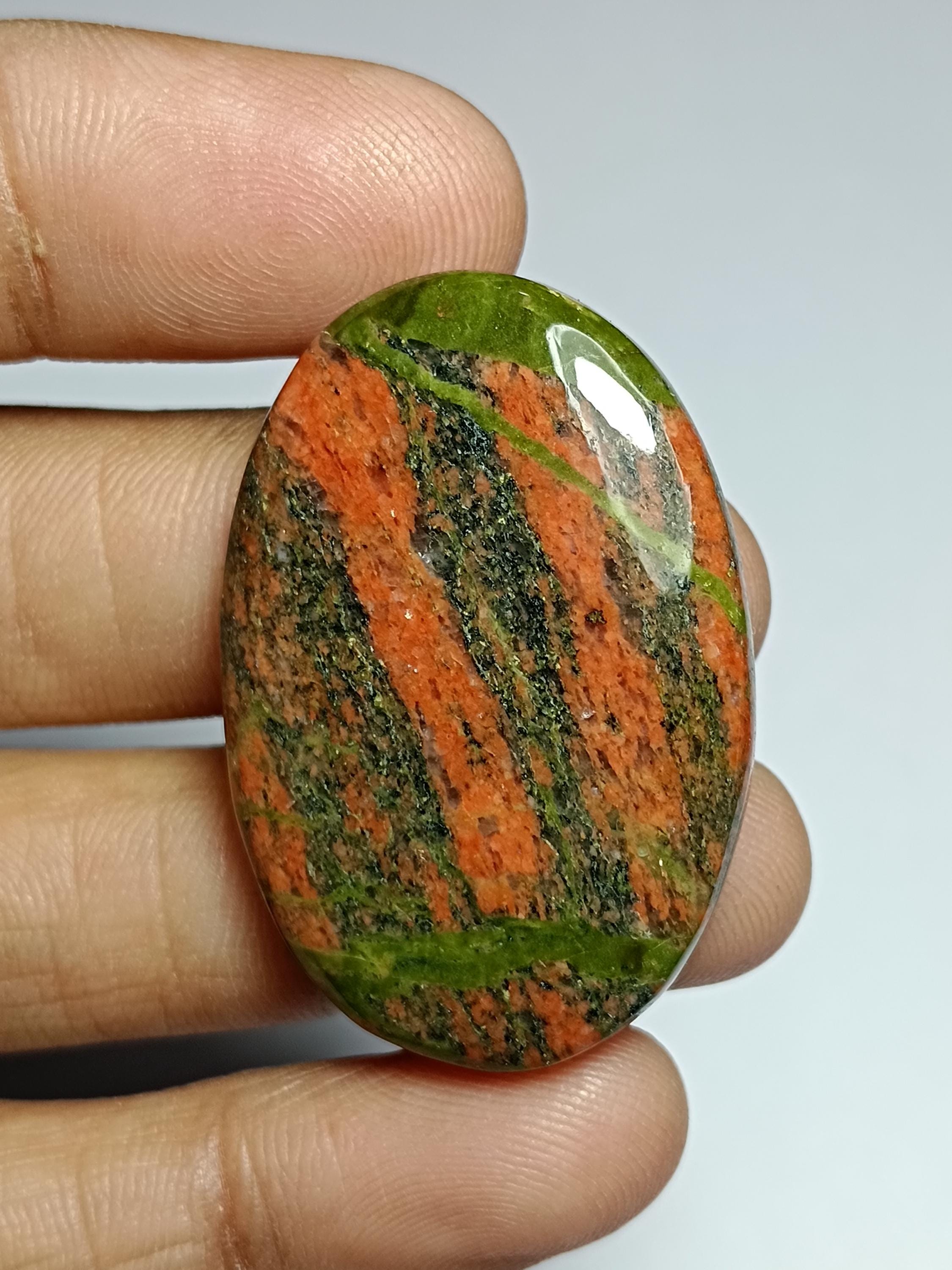 Unakite Cabochon, Semi Precious Loose Stone, 38x26 Mm, 58cts Unakite Cabochon, Semi Precious Loose Stone, 38x26 Mm, 58cts