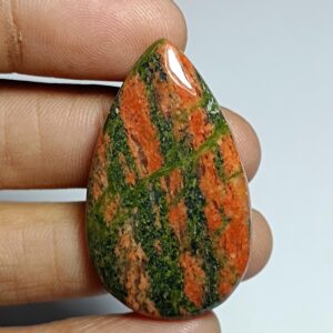 Unakite Cabochon, Semi Precious Loose Stone, 40x23 Mm, 49cts