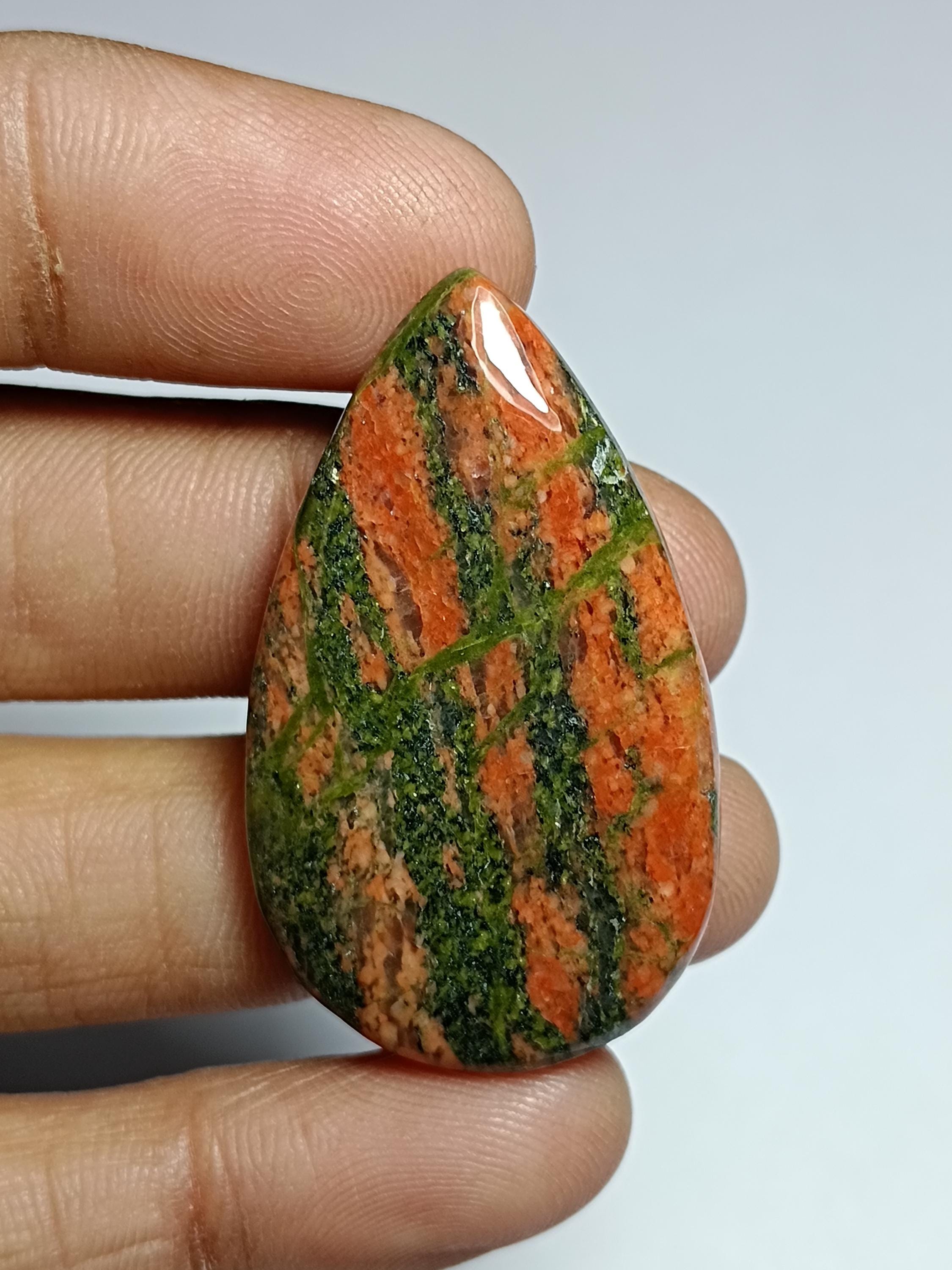 Unakite Cabochon, Semi Precious Loose Stone, 40x23 Mm, 49cts Unakite Cabochon, Semi Precious Loose Stone, 40x23 Mm, 49cts