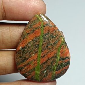 Unakite Cabochon, Semi Precious Loose Stone, 41x32 Mm, 70cts