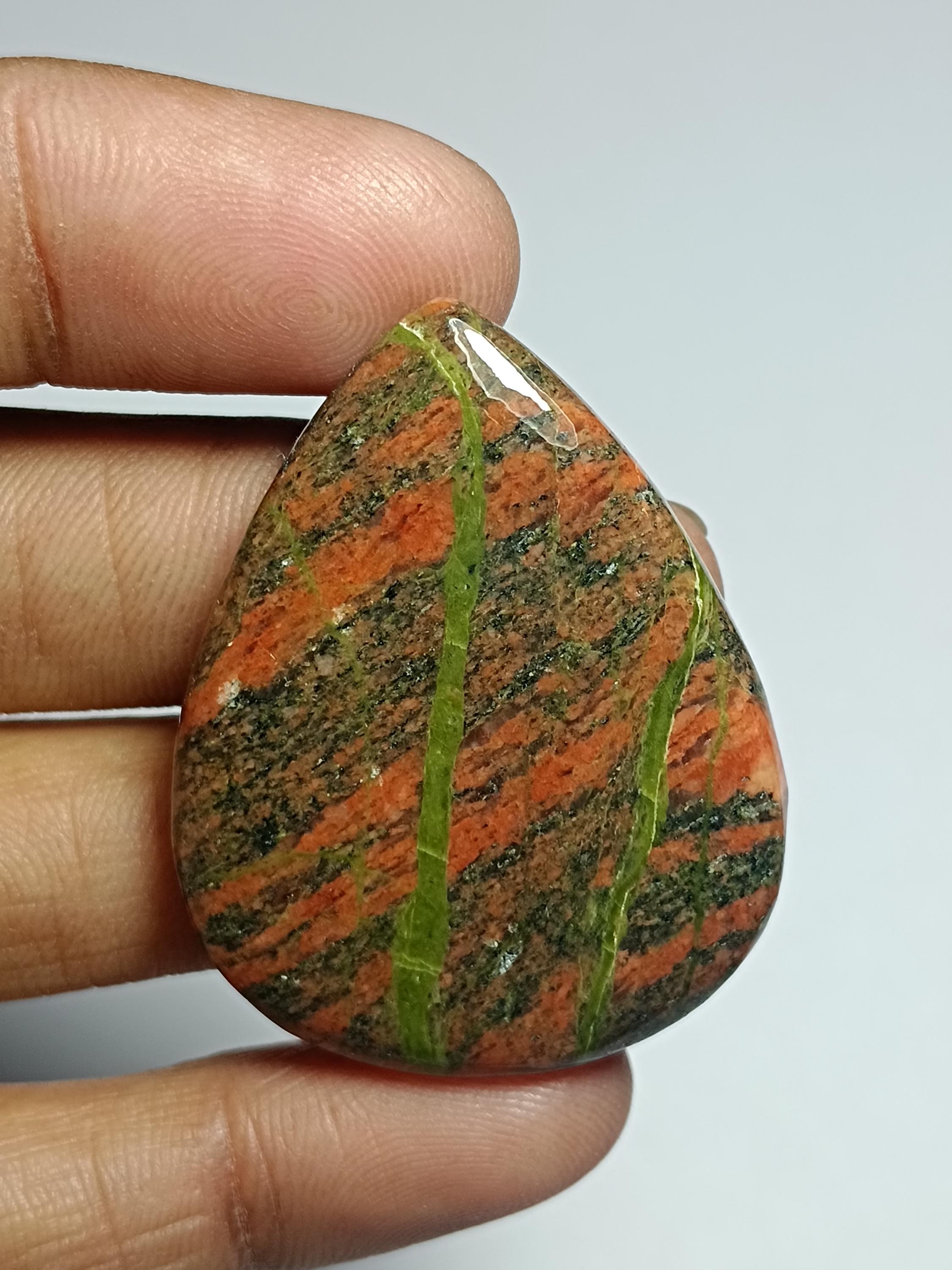 Unakite Cabochon, Semi Precious Loose Stone, 41x32 Mm, 70cts