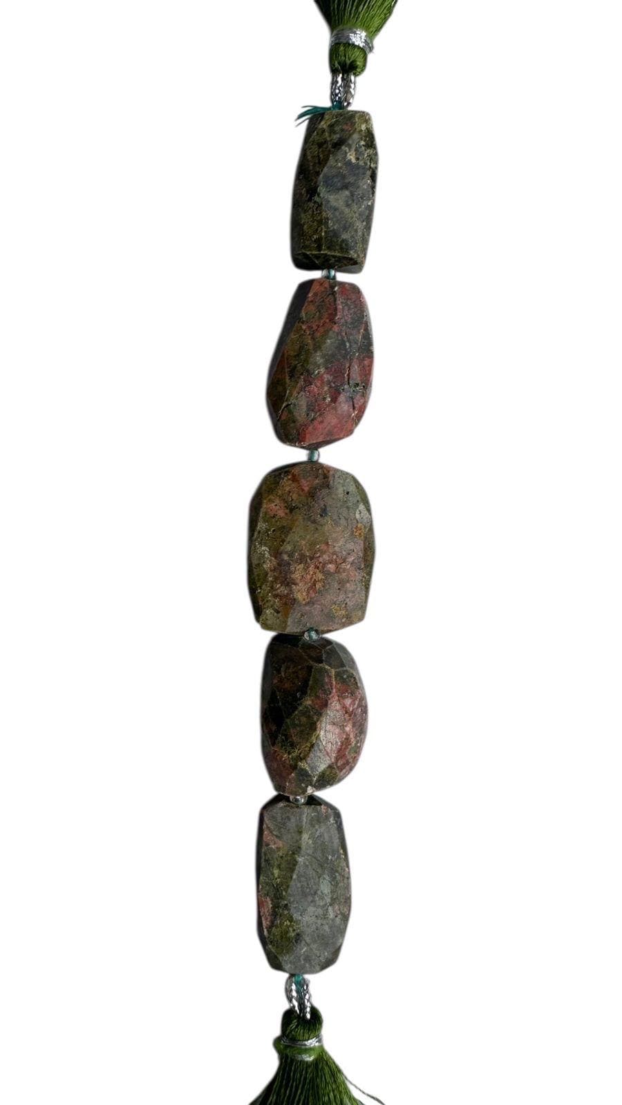 Faceted Unakite Nuggets, Large Chunky Gemstone Beads, Set Of 5 (20x12 To 24x19mm) Faceted Unakite Nuggets, Large Chunky Gemstone Beads, Set Of 5 (20x12 To 24x19mm)