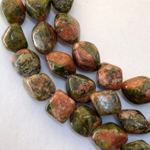 Free Form Unakite Nugget Gemstone Beads. 15” Strands Of High Quality 14-16mm Beads, About 29 Per Strand. Epidote. Free Form Unakite Nugget Gemstone Beads. 15” Strands Of High Quality 14-16mm Beads, About 29 Per Strand. Epidote.