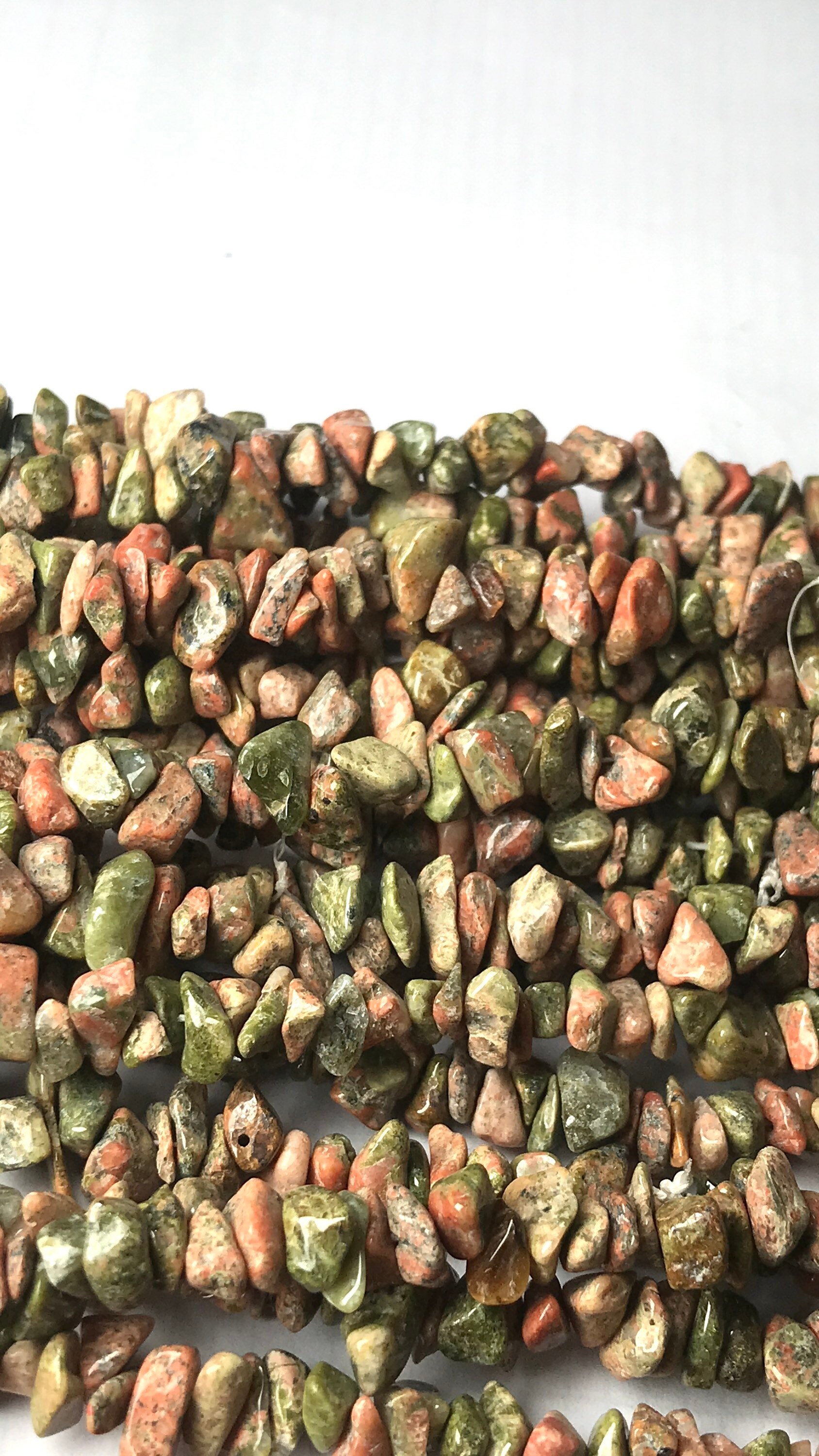 Trendy Natural Unakite Uncut Chips Nuggets Gemstone Beads, 34 Inches Strand For Making Jewelry