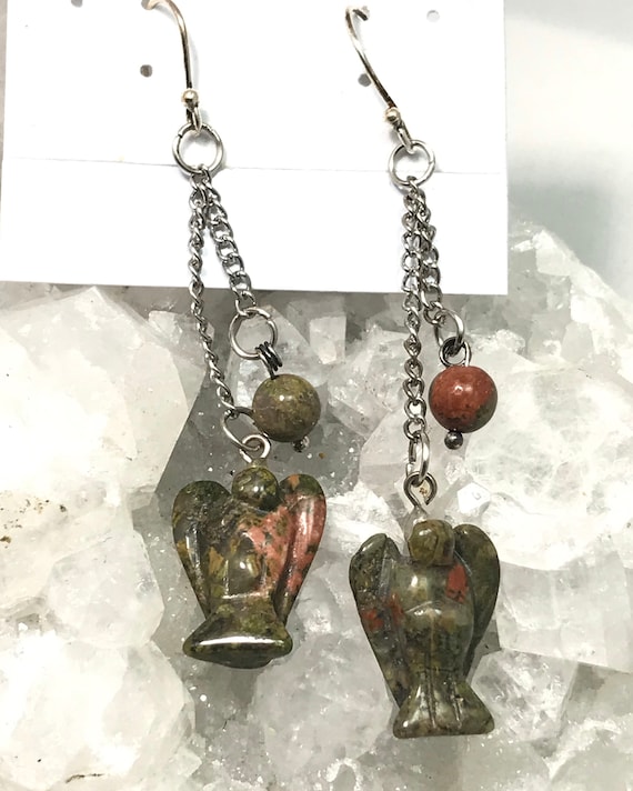 Unakite Angel Earrings