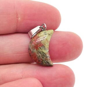Unakite Moon Pendant - Unakite Moon Earring Crystal - Crystals Healing - Jewelry Making Supplies - Mnc1009