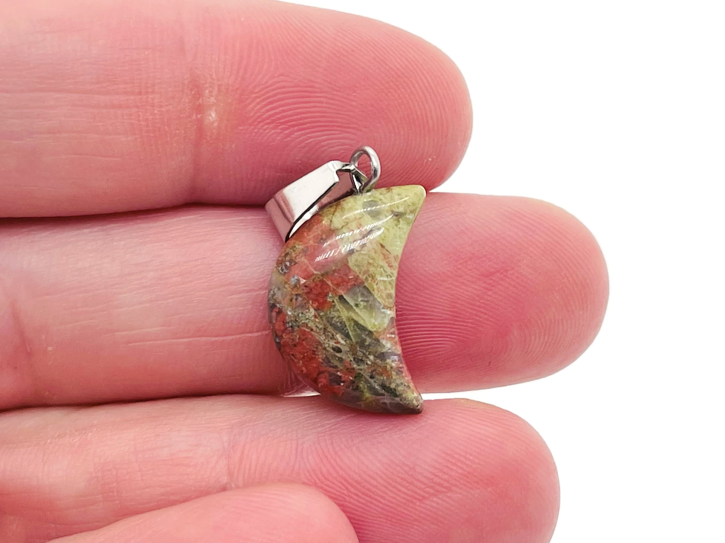 Unakite Moon Pendant - Unakite Moon Earring Crystal - Crystals Healing - Jewelry Making Supplies - Mnc1009