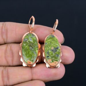Unakite Earrings, Shiny Copper Earring, Lever Back Earrings, Copper Jewelry, Designer Earring For Women Christmas & Wedding Jewelry For Her