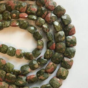 unakite 10x5mm 12x6mm faceted square gemstone beads--15.5"