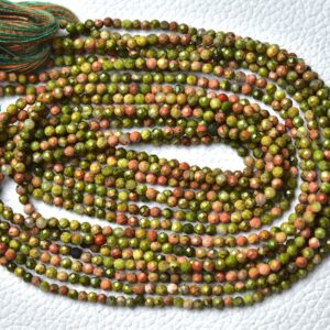 13 Inch Strand Natural Unakite Rondelle 2.5mm Machine Cut Micro Rondelles Faceted Gemstone Beads Superb Unakite Beads Rondelles No3247