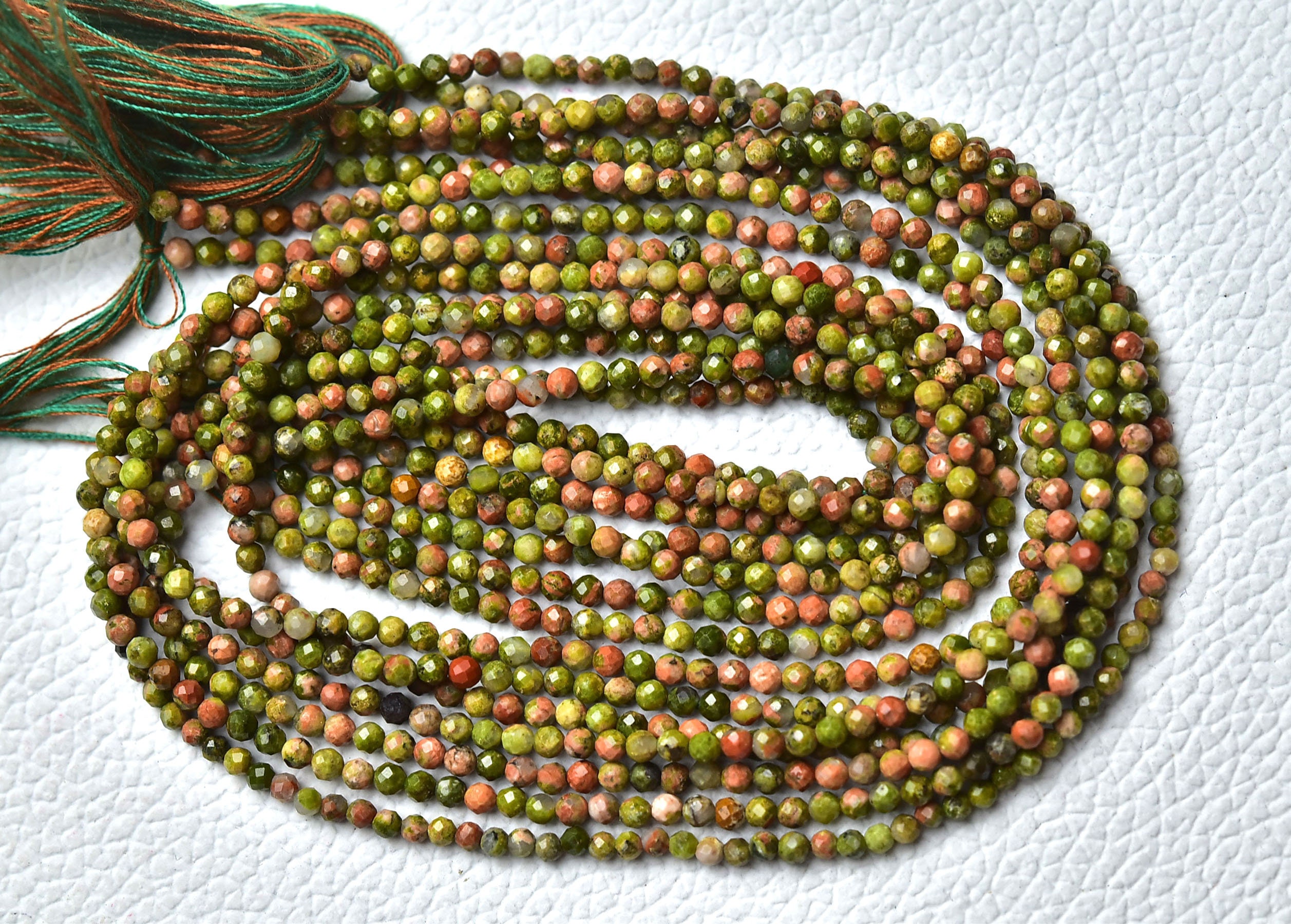 13 Inch Strand Natural Unakite Rondelle 2.5mm Machine Cut Micro Rondelles Faceted Gemstone Beads Superb Unakite Beads Rondelles No3247