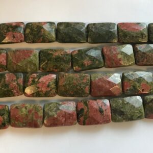 unakite 14x10x5mm 18x13x6mm faceted rectangle gemstone beads--15.5"