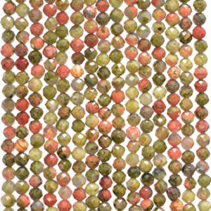 2.5MM Red Green Unakite  Gemstone Grade AAAAA Micro Faceted Round Loose Beads 15.5 inch Full Strand (80010218-A192)