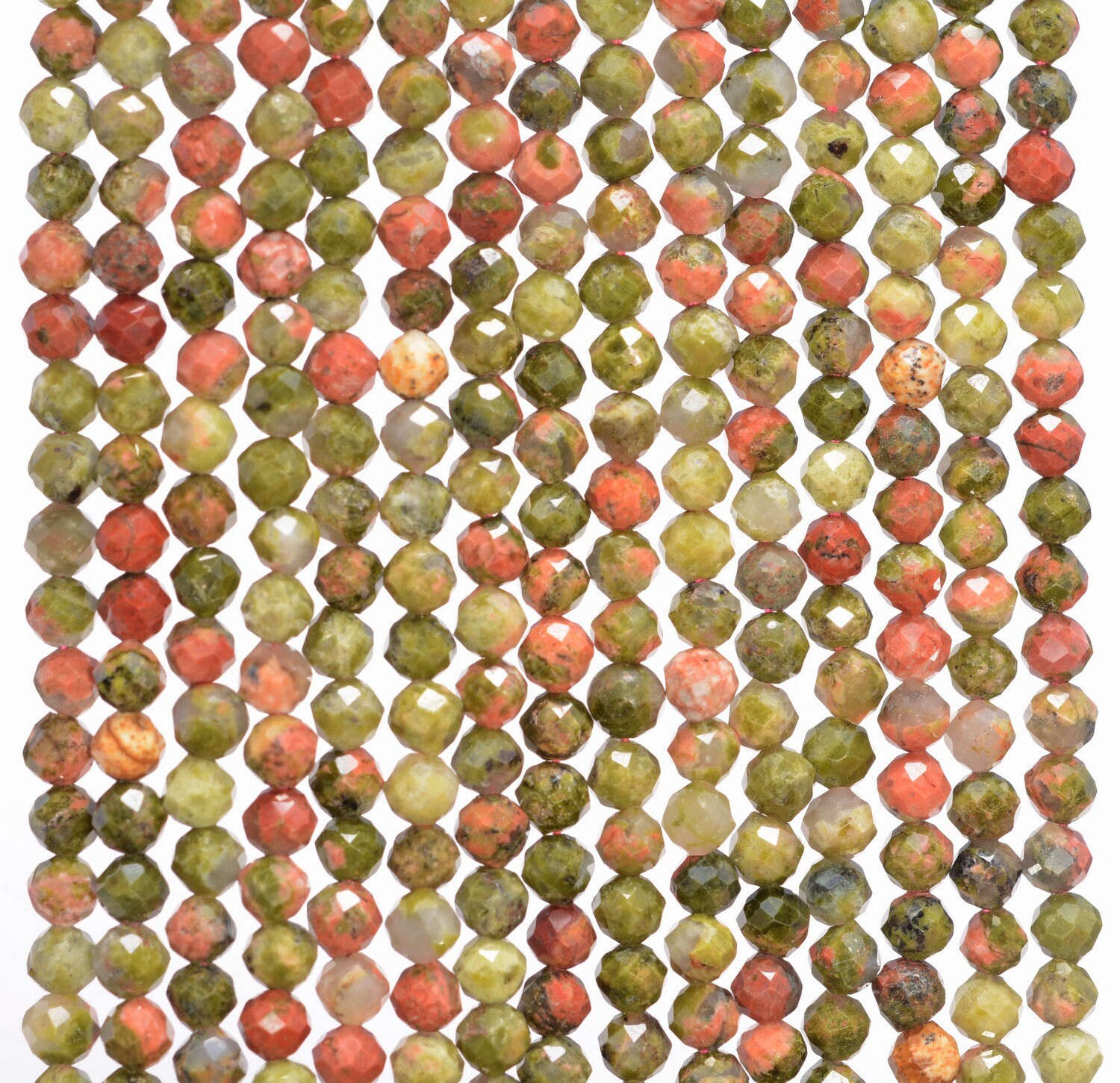 2.5mm Red Green Unakite Gemstone Grade Aaaaa Micro Faceted Round Loose Beads 15.5 Inch Full Strand (80010218-a192)