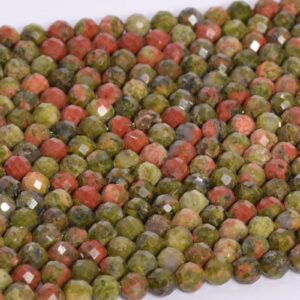 4MM Lotus Pond Unakite Beads Grade AAA Genuine Natural Gemstone Full Strand Faceted Round Loose Beads 15.5" Bulk Lot Options (107713-2512)