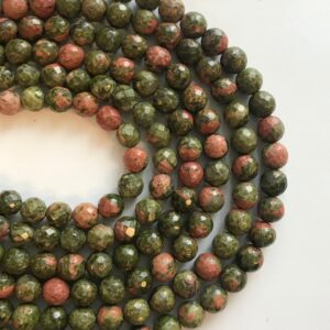 unakite 6mm,8mm,10mm faceted round gemstone beads--15.5"