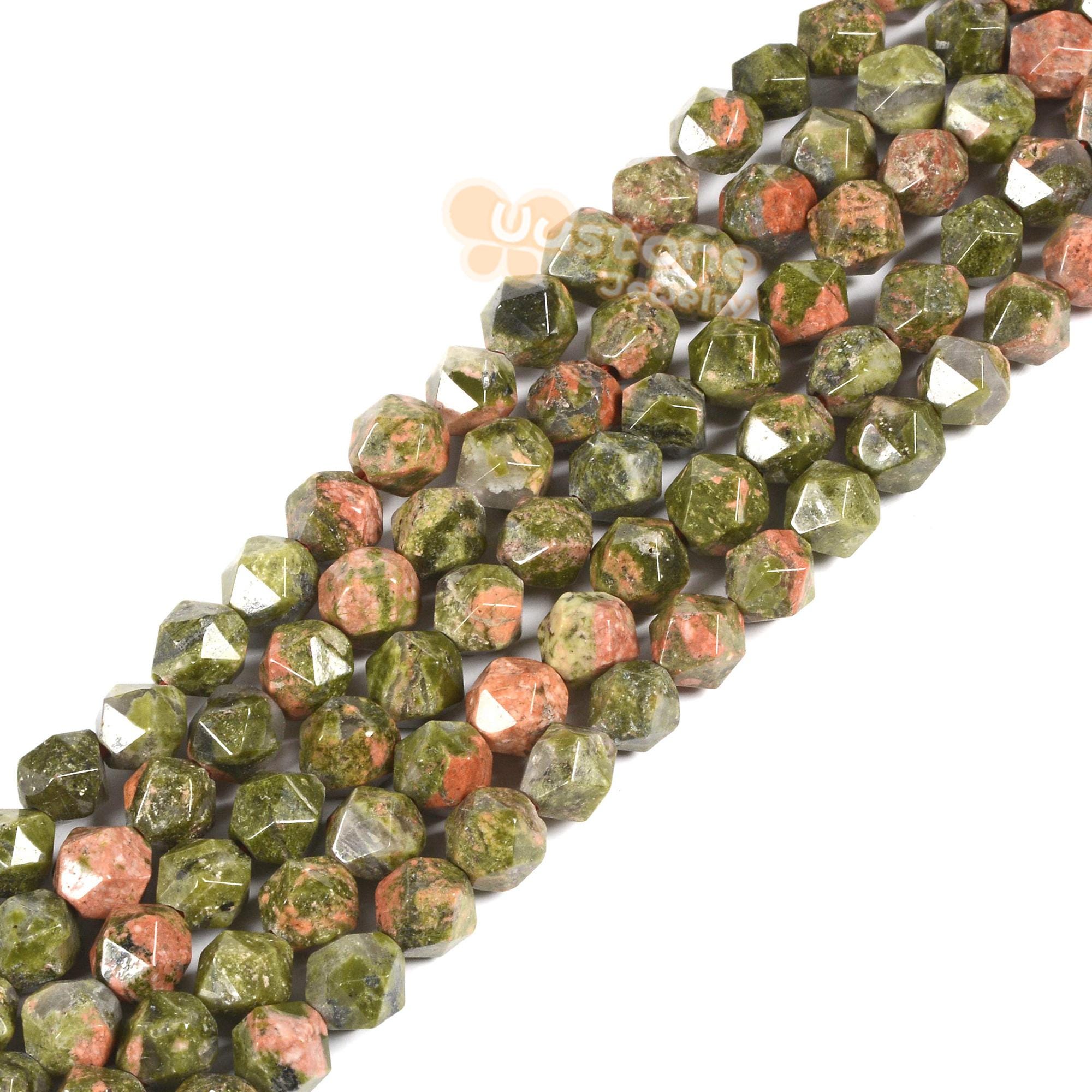 6mm Unakite Gemstone Triangle Faceted Round Loose Beads Strand 15.5" Diy Jewelry Making