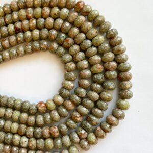 Unakite 8x5mm faceted rondelle Gemstone Beads -15.5 inch strand