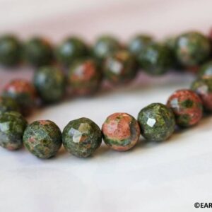 M/ Unakite 10mm/ 8mm/ 6mm Faceted Round Beads 16" Strand Natural Gemstone For Jewelry Making