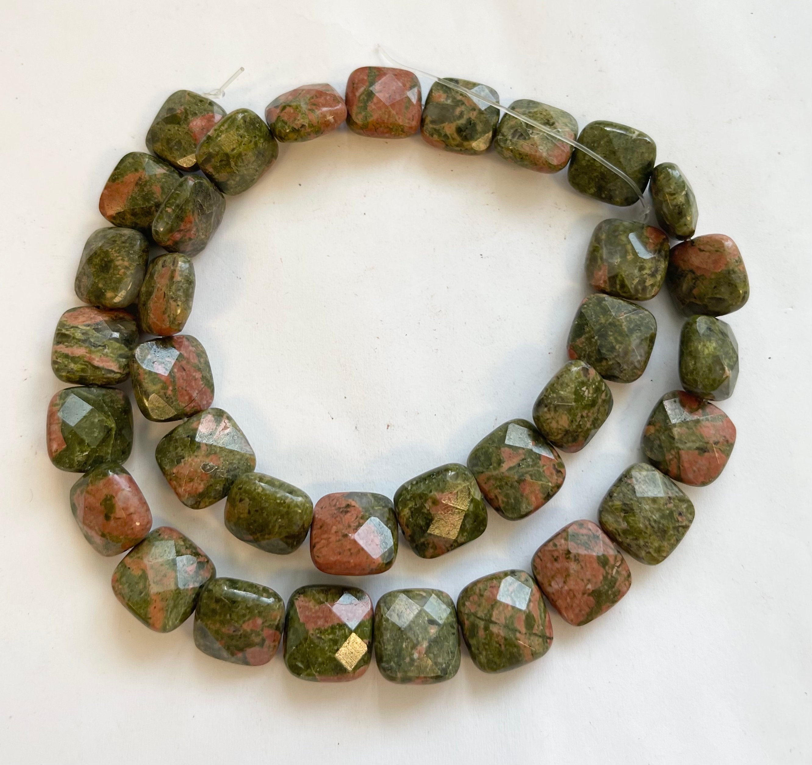 Natural Unakite 12x6mm Faceted Square Gemstone Beads-15 Inch Strand Natural Unakite 12x6mm Faceted Square Gemstone Beads-15 Inch Strand