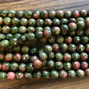 Natural Unakite 6mm,8mm,10mm faceted round Gemstone Beads-~ -15.5 inch strand