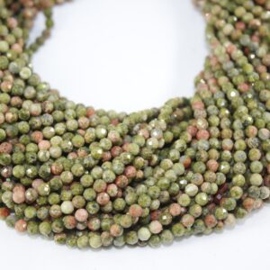 Natural Unakite Faceted Round Gemstone Beads, 13 "strand, 3-3.5 Mm Aaa Quality Unakite Faceted Rondelle Beads, Unakite Beads, Unakite 3 Mm