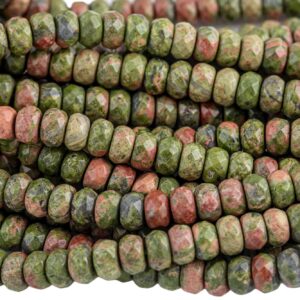 Natural Unakite Unikite- High Quality in Faceted Roundel- 4mm, 6mm, 8mm, 10mm, 12mm Gemstone Beads