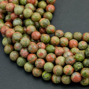 Unakite Unikite Jasper Faceted Round 4mm, 6mm, 8mm, 10mm, 12mm, 14mm- Full 15.5 Inch strand- Wholesale Pricing