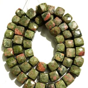Very Gorgeous~~unakite Gemstone Beads••natural 8-9*8-9 Mm W*h Faceted Unakite Boxes••unakite Stone 18 Inch Cube Shape Beads••unakite Beads••
