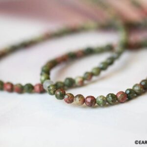 Xs/ Unakite 3mm Faceted Round Beads 16" Strand Natural Gemstone Beads For Jewelry Making