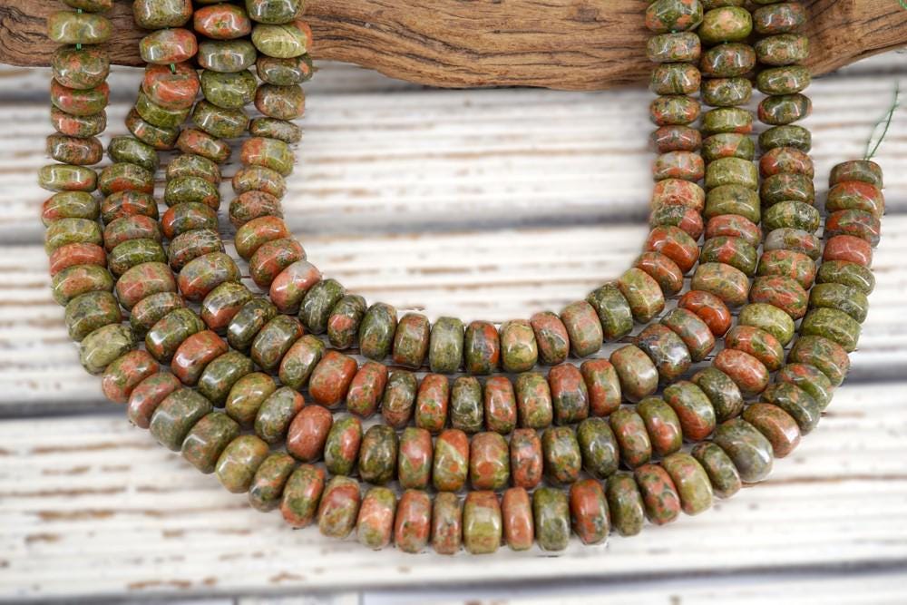 Unakite 14-15mm Melon Beads (etb01803) Gemstone Necklace