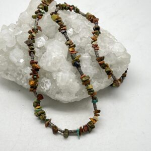 Unakite Beaded Necklace-26"