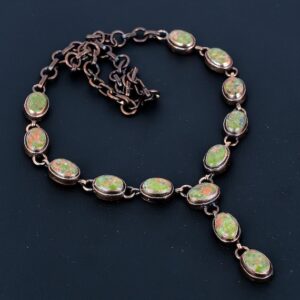 Electroformed Copper Unakite Necklace - Handmade Antique Style Jewelry