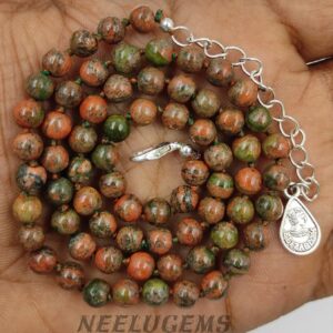 Hand Knotted Unakite Jasper Necklace, Natural Gemstone Beads, Heart Chakra Healing Crystal, Fertility Stone Jewelry, Nature Gift