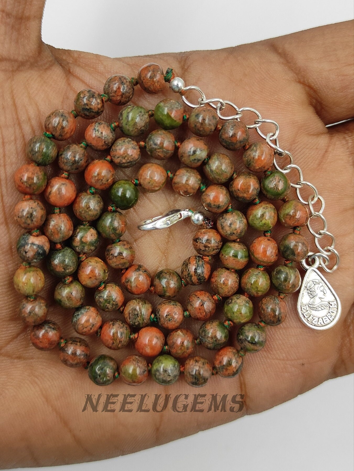 Hand Knotted Unakite Jasper Necklace, Natural Gemstone Beads, Heart Chakra Healing Crystal, Fertility Stone Jewelry, Nature Gift Hand Knotted Unakite Jasper Necklace, Natural Gemstone Beads, Heart Chakra Healing Crystal, Fertility Stone Jewelry, Nature Gift