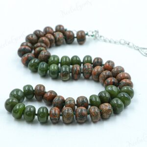 Hand Knotted Unakite Jasper Necklace, Pink And Green Gemstone Beaded Choker, Natural Earthy Stone Jewelry, Silk Knotted Boho Luxe Gift Her