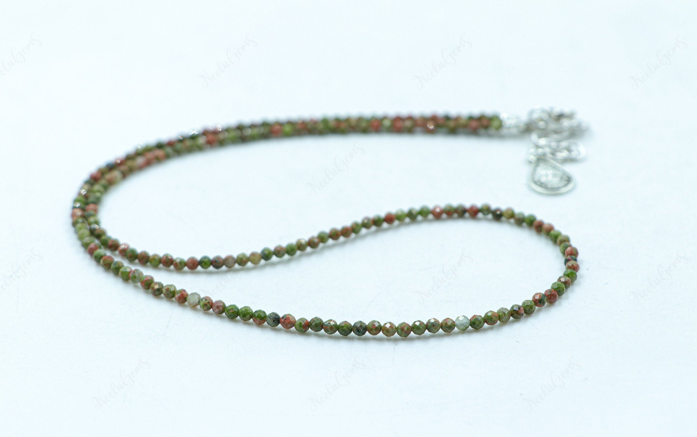 Unakite Jasper Necklace, 2mm Faceted Gemstone Choker, Dainty Pink And Green Crystal Jewelry, Minimalist Nature Lover Gift, Handmade For Her Unakite Jasper Necklace, 2mm Faceted Gemstone Choker, Dainty Pink And Green Crystal Jewelry, Minimalist Nature Lover Gift, Handmade For Her