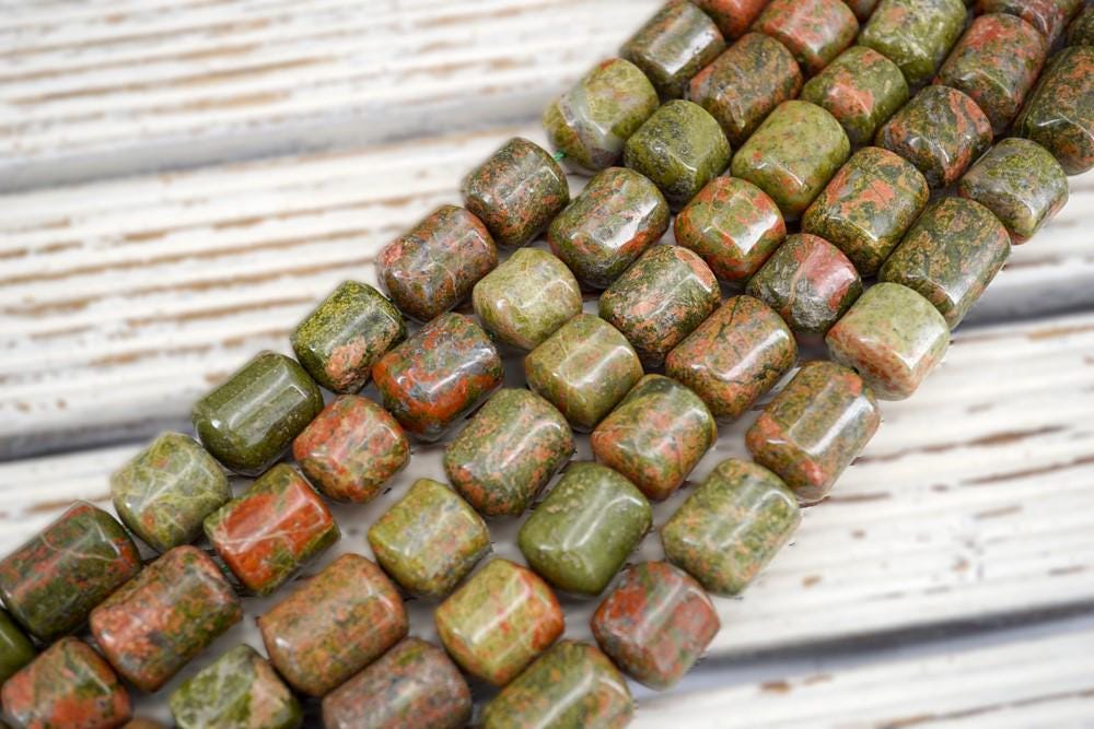 Unakite Melon Beads  14-15mm (etb01785) Vintage Jewelry/gemstone Necklace