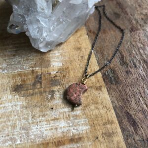 Unakite Moon And Brass Layering Necklace