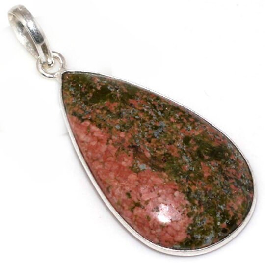 Sale, Adorable And Simple Unakite Necklace, 925 Silver, Immune System Stone, With Cord Or Chain