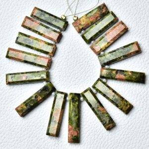 10 Pieces Natural Unakite Bar Beads 6x20mm To 7x26mm Faceted Baguette Briolettes Gemstone Beads Superb Unakite Stone No4917 10 Pieces Natural Unakite Bar Beads 6x20mm To 7x26mm Faceted Baguette Briolettes Gemstone Beads Superb Unakite Stone No4917