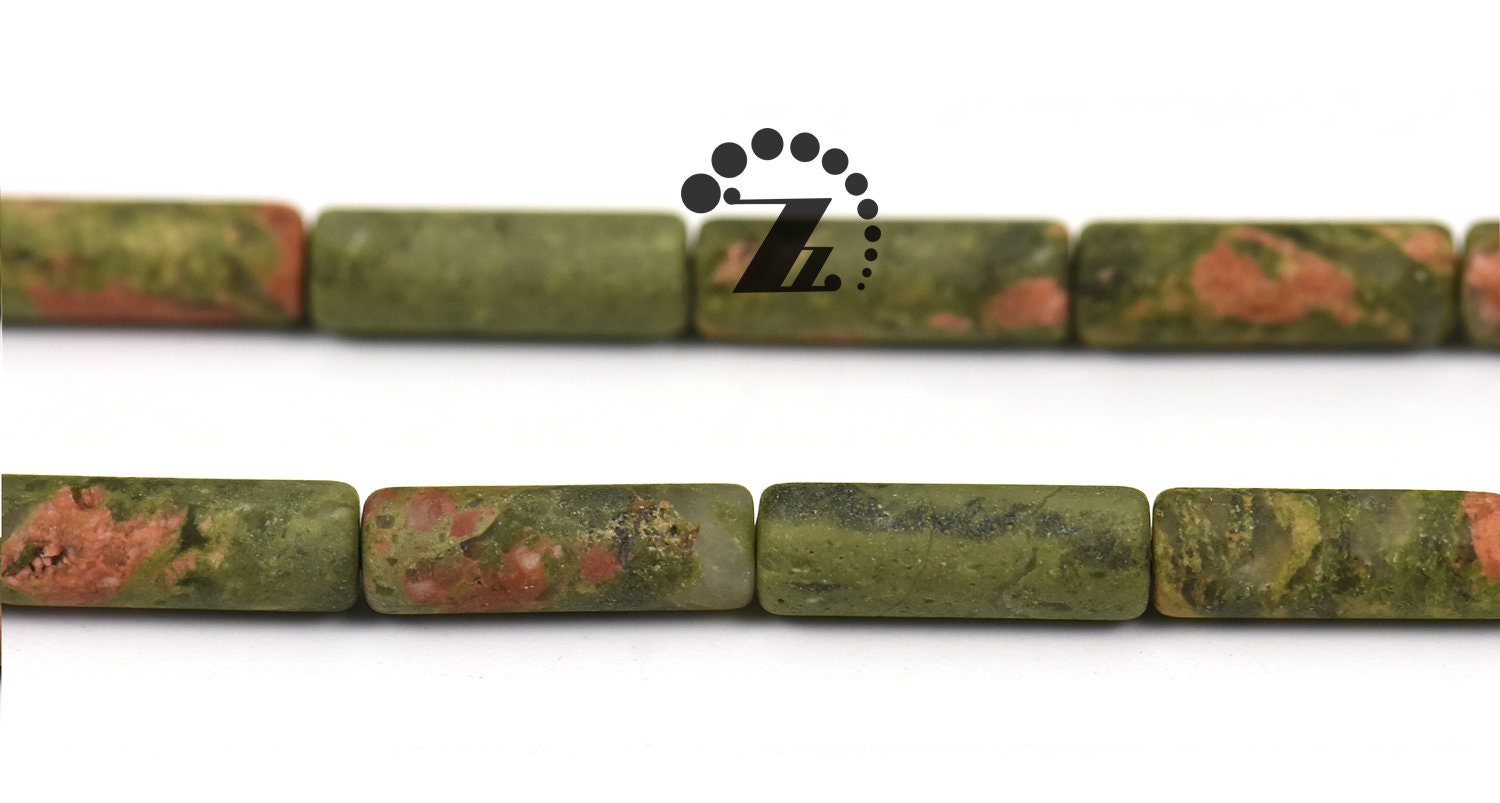 Unakite,15" Full Strand Natural Unakite Beads,matte Tube Beads,genuine Unakite Stone,polished Stones,healing Stone,4x13mm