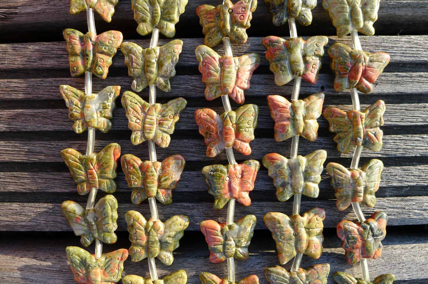Unakite 18-22mm Butterflies Beads (etb00314)