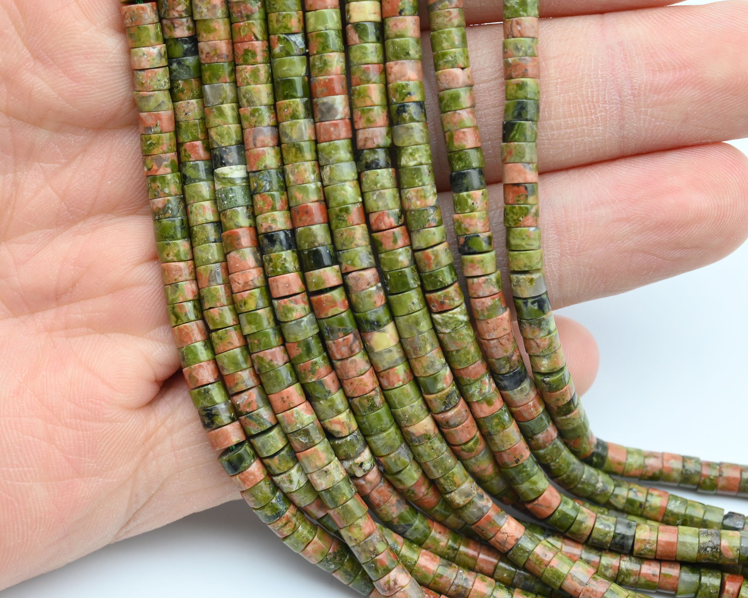 2x4mm Unakite Rondelle Beads,heishi Gemstone Beads,for Jewelry Making Beads,wholesale Loose Beads,for Bracelet Beads/necklace Beads.