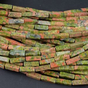 Unakite beads rectangular tube tubular beads 15.5" 4x13mm
