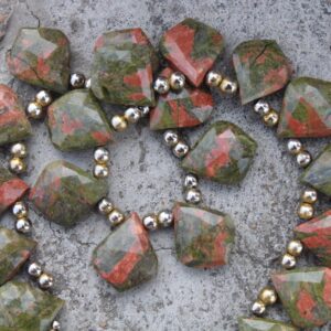 Unakite Gemstone Faceted Briolette Beads | 10 Piece Leaf-shaped | Size—17-18 Mm | Jewelry Setting (c535) Unakite Gemstone Faceted Briolette Beads | 10 Piece Leaf-shaped | Size—17-18 Mm | Jewelry Setting (c535)