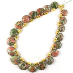 Unakite Jasper Heart Beads: Natural Smooth Stone Strand (15-21mm) Unakite Jasper Heart Beads: Natural Smooth Stone Strand (15-21mm)